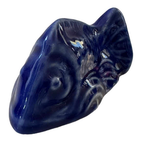 Fish Figurine Blue Cobalt Fish Porcelain Fish Statue Small Collectible Figurine - Picture 1 of 6